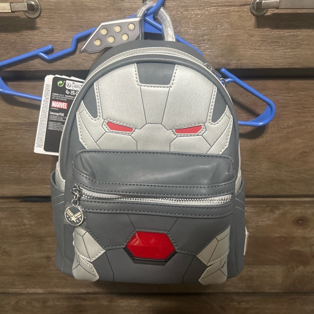 Loungefly Gray and Red War Machine Backpack